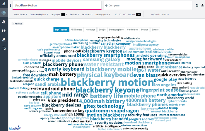 blackberry motion - competitor analysis in Quick Search